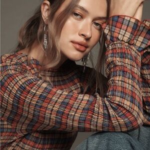 Anthropologie Multicolor Plaid Blouse
